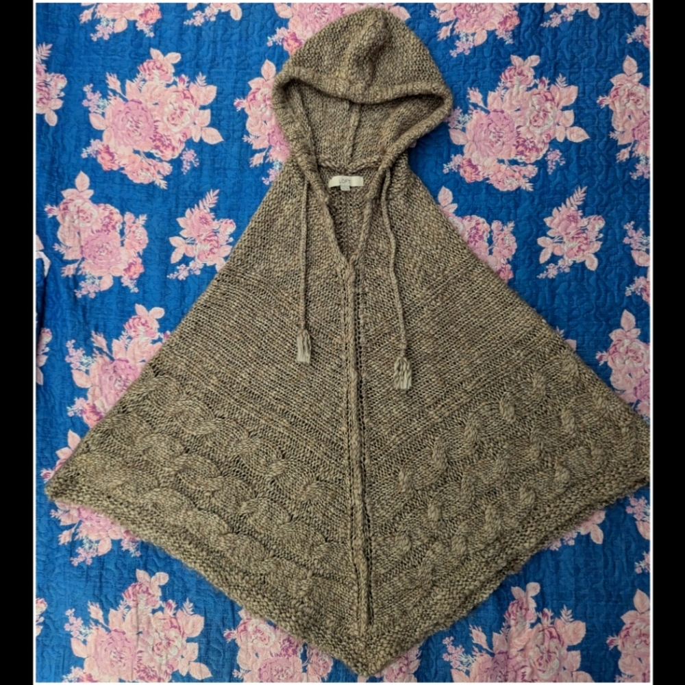 Ann Taylor Loft Hooded Sweater Poncho